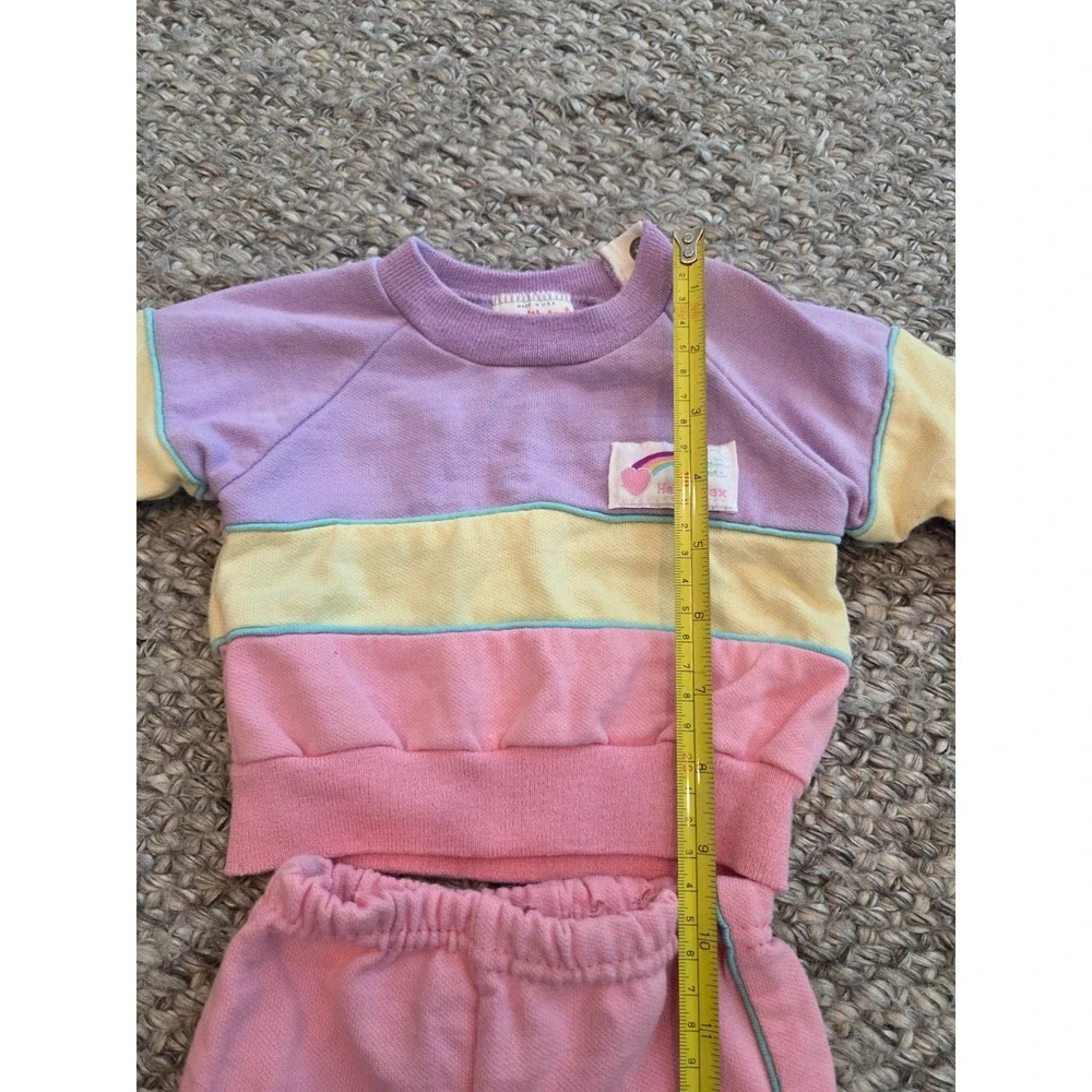 Vintage 80s Health-tex Colorblock Pastel Pink Pajamas Sweatshirt Pants Infant 6m